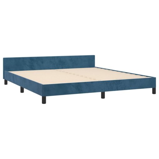 Posteljni okvir brez vzmetnice temno moder 160x200 cm žamet