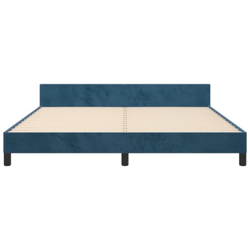 Posteljni okvir brez vzmetnice temno moder 160x200 cm žamet