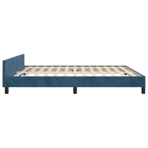 Posteljni okvir brez vzmetnice temno moder 160x200 cm žamet