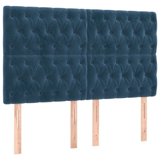 Posteljni okvir brez vzmetnice temno moder 160x200 cm žamet