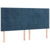 Posteljni okvir brez vzmetnice temno moder 160x200 cm žamet