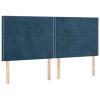 Posteljni okvir brez vzmetnice temno moder 160x200 cm žamet