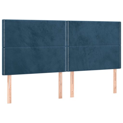 Posteljni okvir brez vzmetnice temno moder 160x200 cm žamet